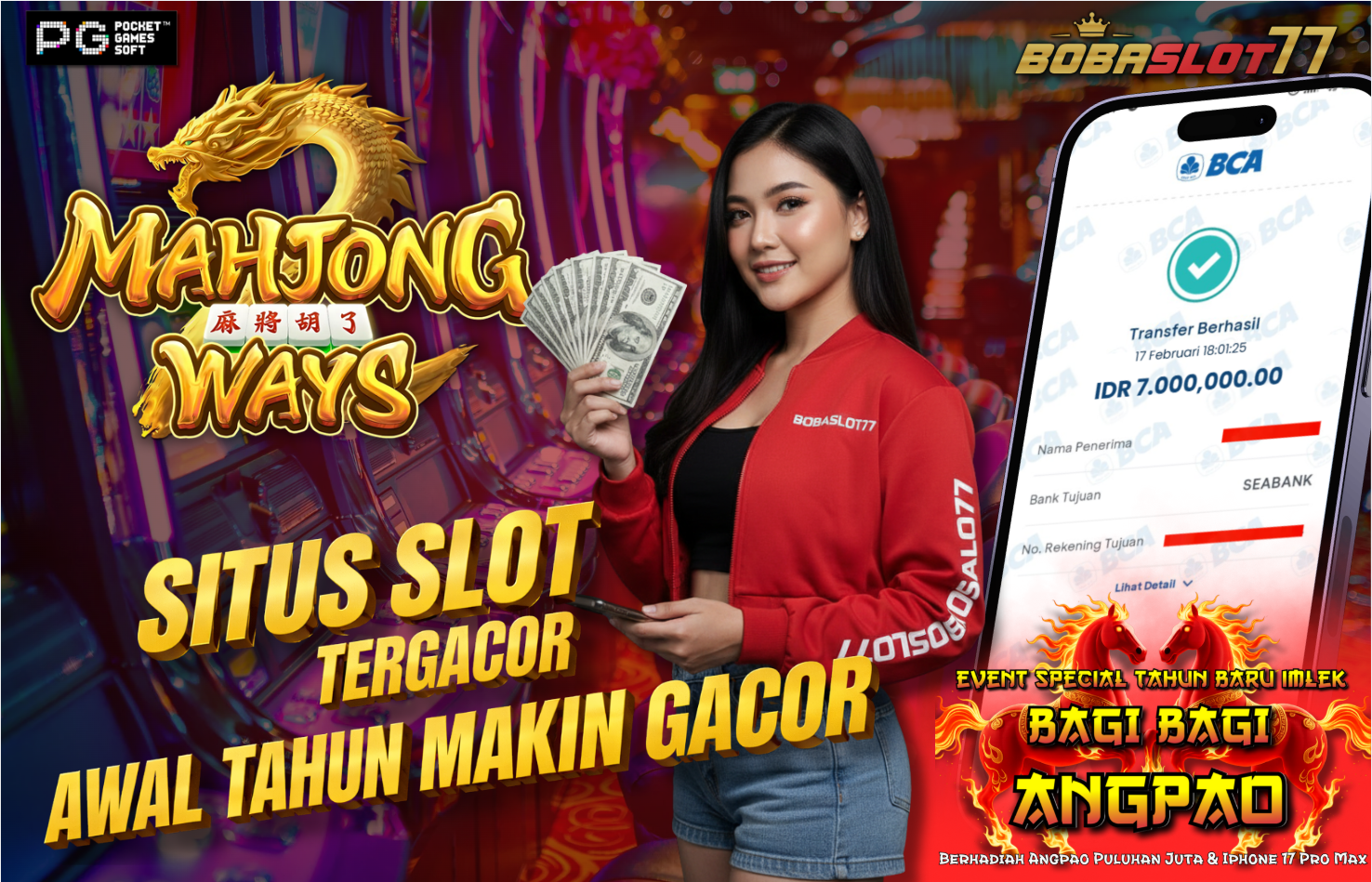Selamat kepada user id : Ro***ca Wede Rp 7.000.000 di Game MAHJONG WAYS PG SOFT Cair Gk Sampe 1 Menit! Menang Mudah di Bobaslot77